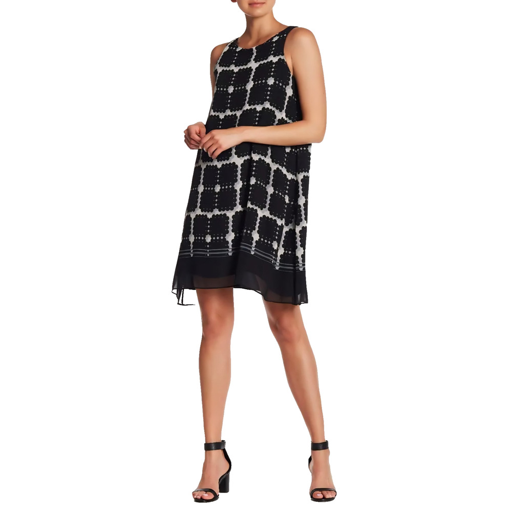 Max Studio Dress Small Black White Geometric Shift Sleeveless Career NWT
